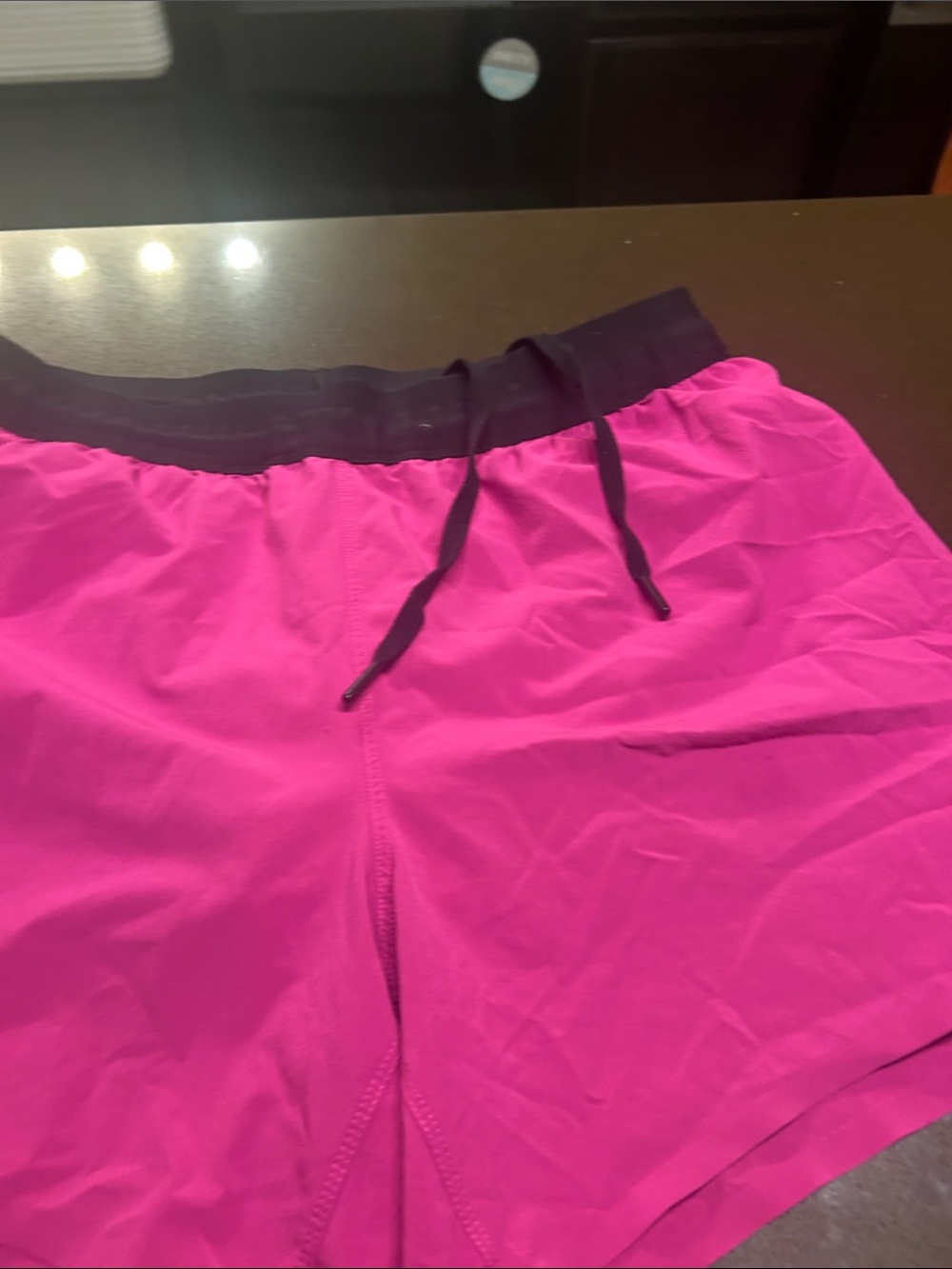 Women’s Hot Pink Athletic Shorts with Black Waistband